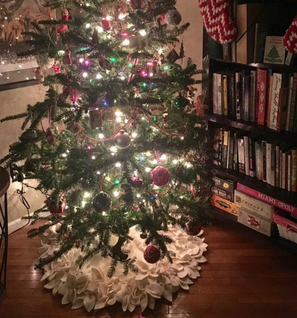 Christmas tree with felt tree skirt